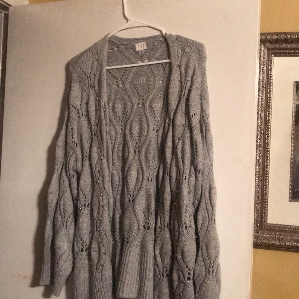And-e-way Gray Embellished Cardigan